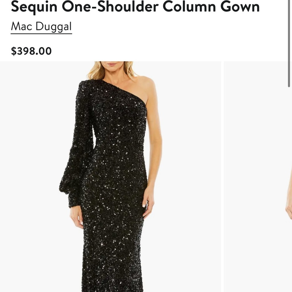 Mac Duggal Sequin One-Shoulder Column Gown Black Size 12